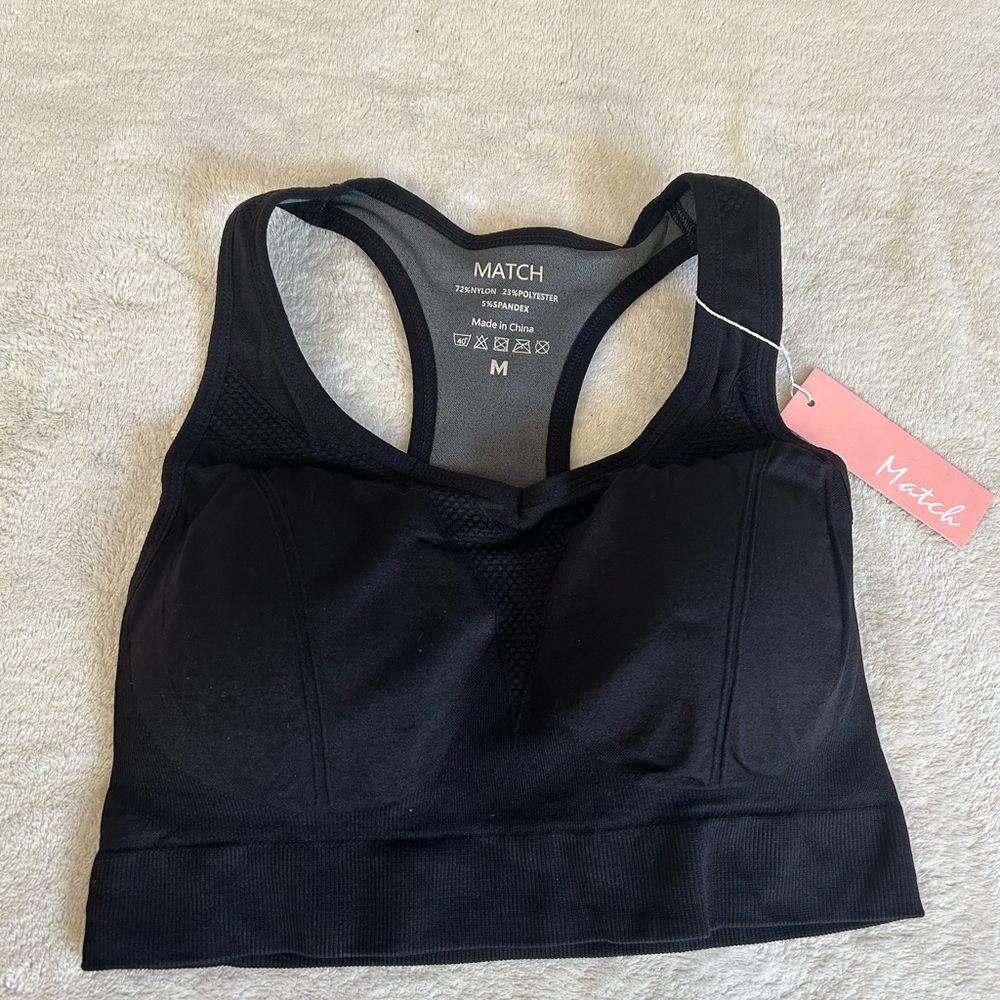 Match Black Racerback Sports Bra Medium Support - Picture 4 of 6